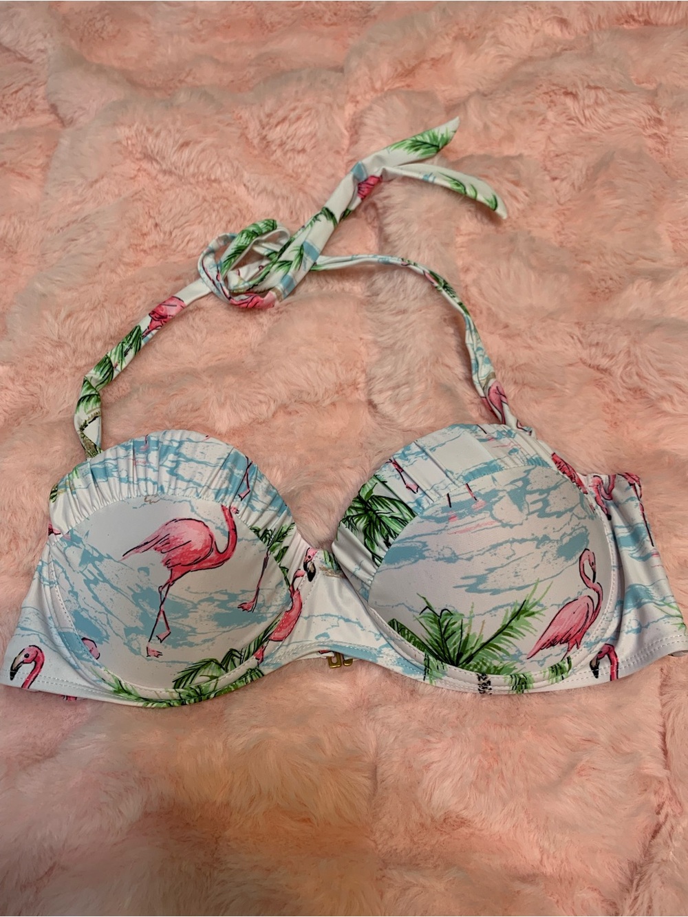 Marilyn Monroe Pink Flamingo Print Bikini Top
